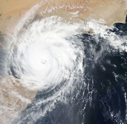 Hurricane marching along over the Caribbean towards Florida.