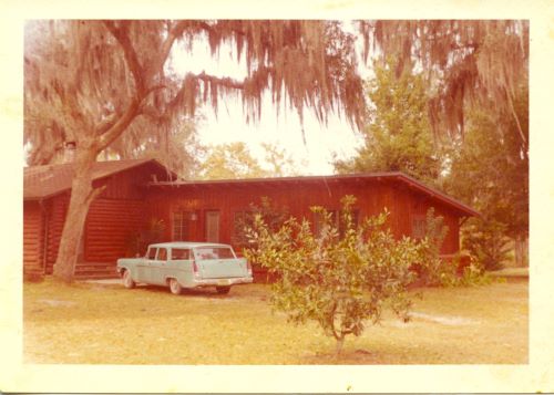 Our house, circa 1960s? A log cabin with the board and batten bedroom/bath add-on. See note of my father wrote describing it. Doesn’t he have beautiful writing? Engineer degree.