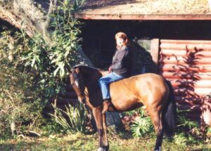 Teri on her mare, Glenord's Rocket Dancer