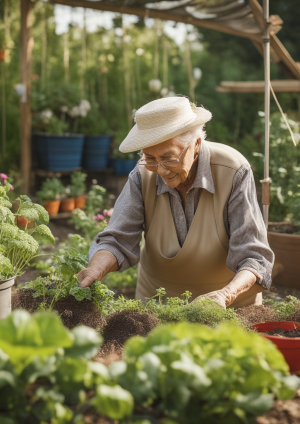 Thriving with the Elderly - Tapping into Age-old Insights for Crisis Readinesselderly woman tending her garden